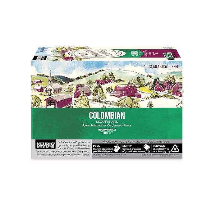 New England Coffee Colombian Decaffeinated Medium Roast Single Serve Pods 10ct Box (Pack of 6)