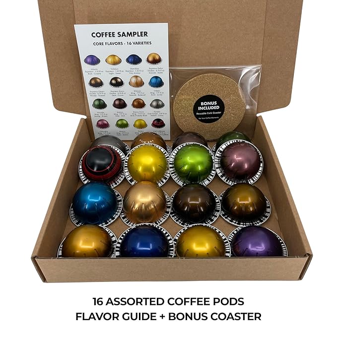 Discovery Coffee Sampler 16/32 Variety Pack | Assorted Coffee Pods with Flavor Guide | Coffee Gift Set (16 Variety)