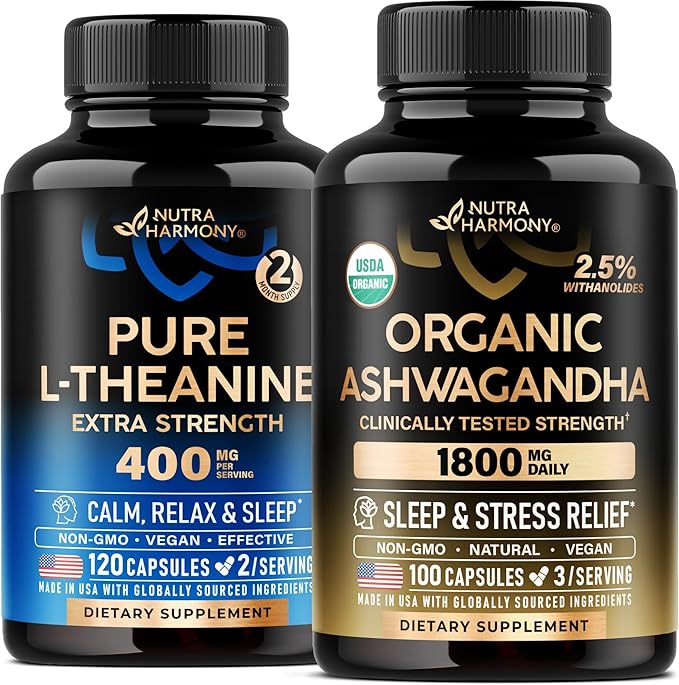 NUTRAHARMONY L-Theanine &amp Organic Ashwagandha Capsules