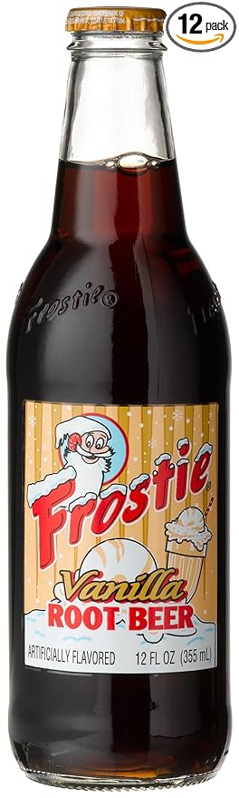 Frostie VANILLA ROOT BEER - So creamy you may just Float away! 12-Ounce Glass Bottle (Pack of 12)