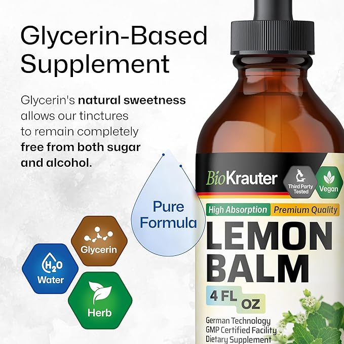 BIO KRAUTER Lemon Balm Tincture 4 Fl. Oz. &amp Passionflower Tincture 4 Fl. Oz.