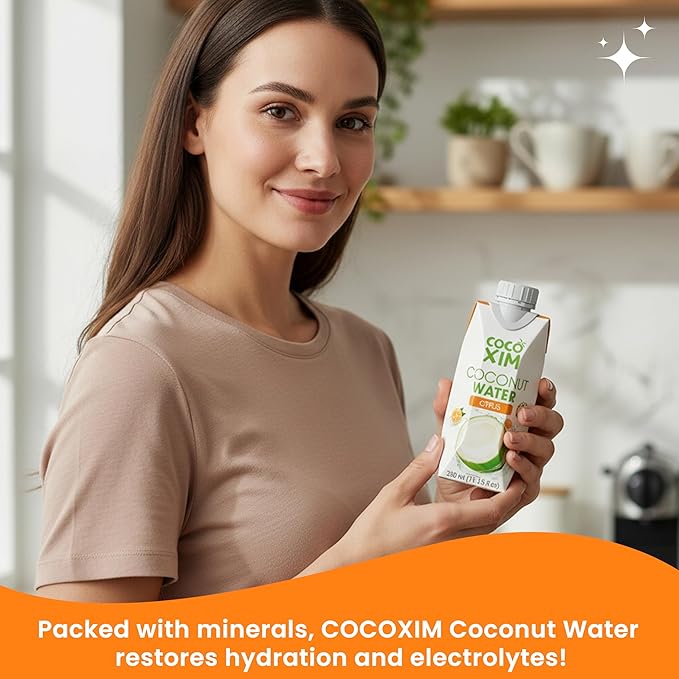 COCOXIM Ready to Drink Coconut Water with Citrus Juice – 11 oz (Pack of 12)|100% Natural &amp Fresh with Electrolytes &amp Nutrients | Halal &amp Kosher Certified | Alternative to Soda Soft Drinks
