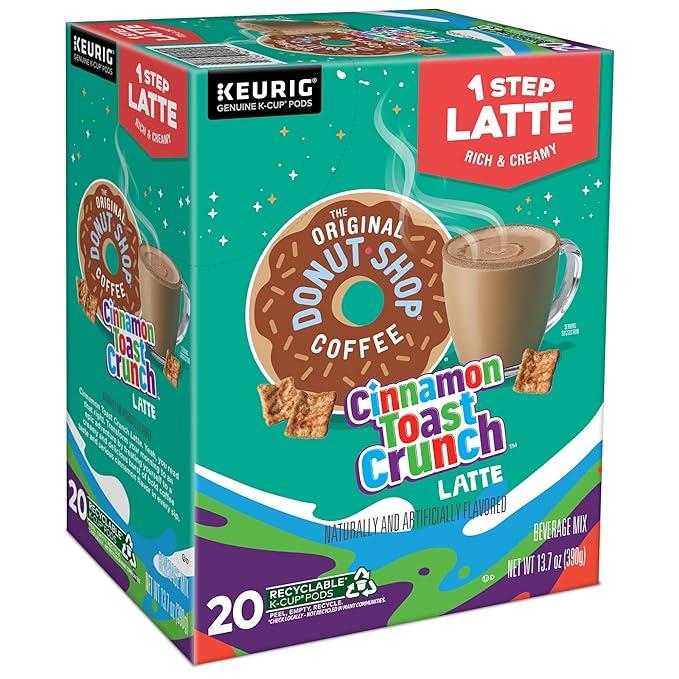 The Original Donut Shop Cinnamon Toast Crunch One-Step Latte Keurig Single Serve K-Cup Pods 20 Count