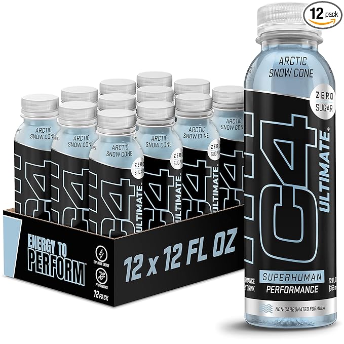 C4 Ultimate Non-Carbonated Zero Sugar Energy Drink Pre Workout Drink + Beta Alanine 12 Fl Oz (Pack of 12)