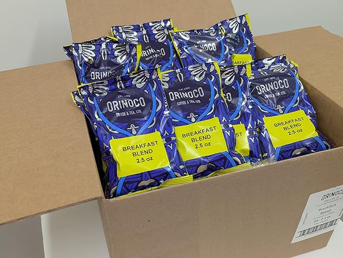 Orinoco Coffee Packets Pre Ground Coffee Packs Breakfast Blend Medium Roast Bulk Bags for Drip Coffee Makers (2.5 oz Bags Pack of 64)