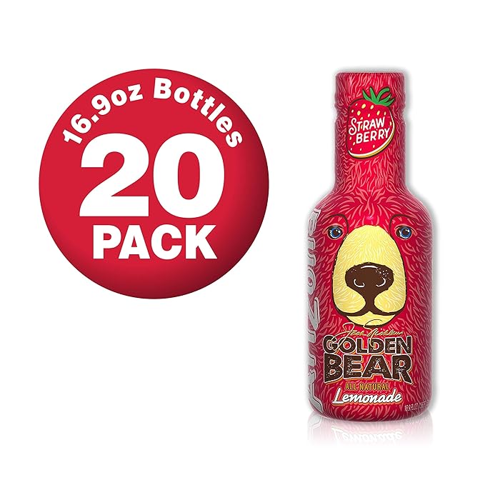AriZona Golden Bear Strawberry Lemonade 16.9 Fl Oz (Pack of 20)