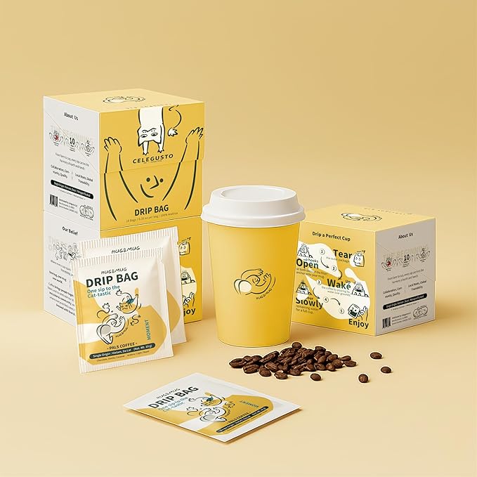 Celegusto Specialty Instant Drip Coffee – Single Serve Pour Over Packs – Medium Roast Arabica Full Body Smooth – No Machine Needed – Office Ready Travel Friendly Direct Trade