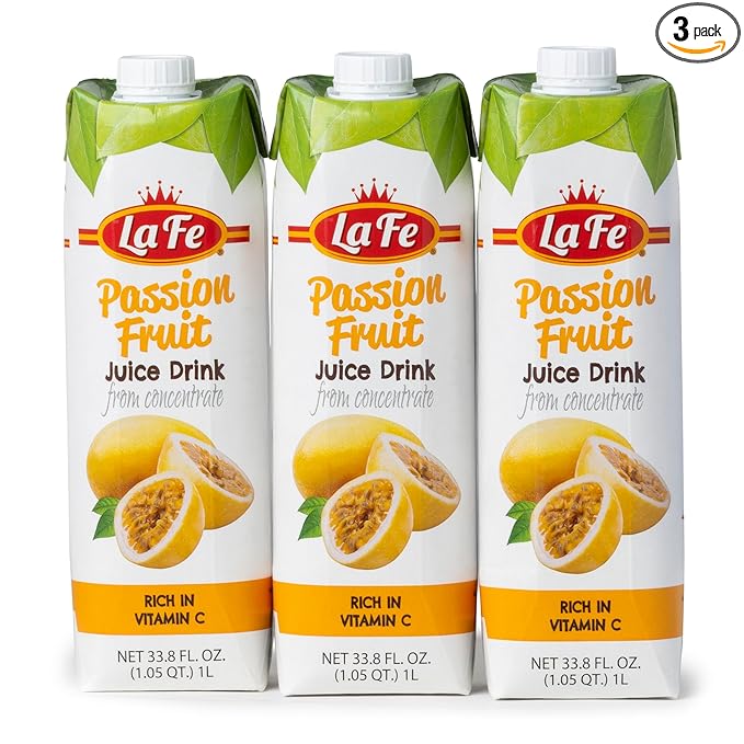 La Fe Passion Fruit Juice – Fresh Passion Fruit Juice Drink Rich in Vitamin C Sweet &amp Refreshing for Kids Family &amp On the go 3-Pack 33.8 Fl Oz Each