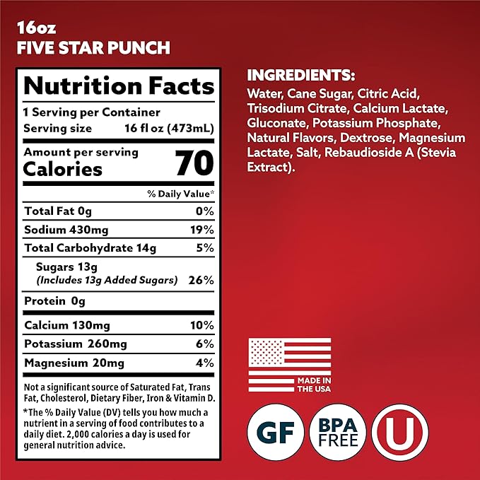 HOIST Premium Military Hydration Electrolyte Drink Powerful IV-Level Hydration Clinically Proven Dye Free Performance Drink Five Star Punch 16 Fl Oz (Pack of 12)