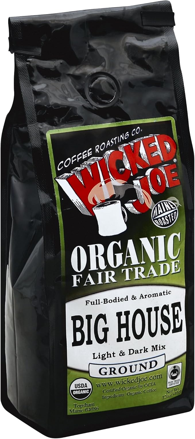WICKED JOE Coffee Ground Big House Light &amp Dark Mix Roast 12-Ounce Bag (Pack of 6)