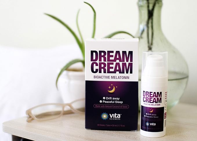 Vita Sciences Dream Cream Melatonin 3mg - The Best Natural Sleep Topical Sleep Cream and Fragrance-Free Lotion - Pack of 3