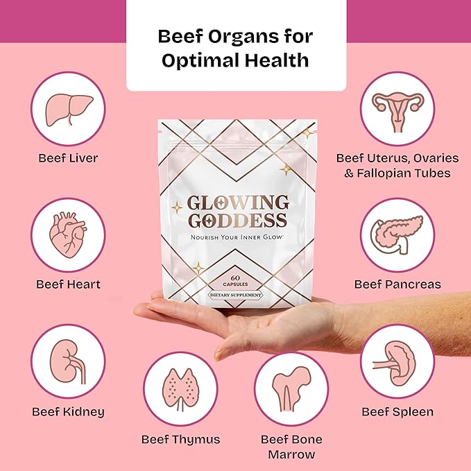 Female-Optimized Beef Organ Superfood (Beef Ovary Uterus Liver Kidney Heart &amp 6 More) - 100% Grass Fed &amp Finished Pasture Raised Cattle 3rd Party Tested - Nourish Your Inner Glow