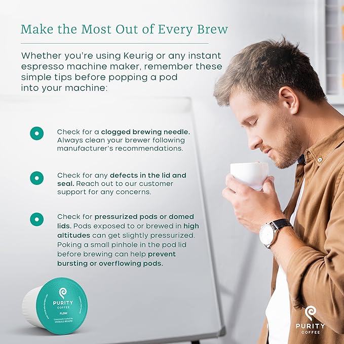 Purity Coffee FLOW Original Medium Roast K Pod Capsules (12ct Box) | Specialty-Grade USDA Organic Arabica Blend | Third Party Tested for Mold Mycotoxins &amp Pesticides