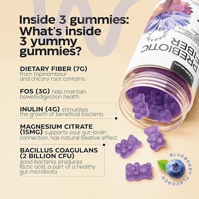 High Prebiotic Fiber Gummies for Women and Men 7G 160 Pcs (2 Pack) - Natural GLP-1 Support - Beet FOS Fiber Magnesium Inulin Probiotic - Gummy Supplement for Digestive Health - Sugar Free