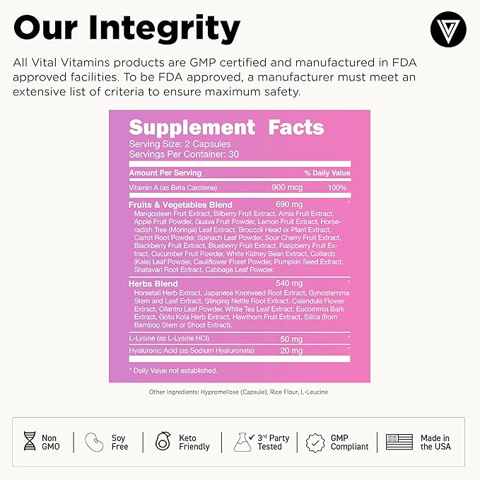 Vital Vitamins Vegan Collagen Booster + Chlorophyll Complex Capsules