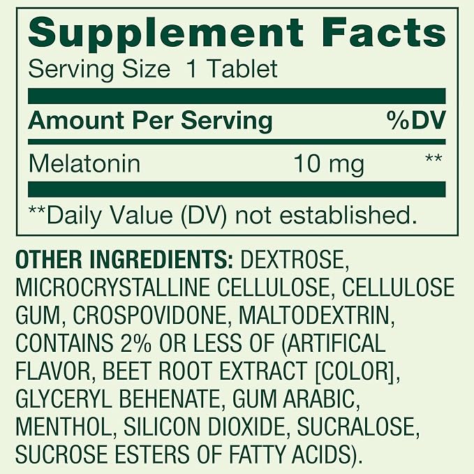 SUREFECT Spring Valley Melatonin 10mg Tablets - 120 Count - Strawberry Flavor Sleep Support Allergen-Free Organizer.