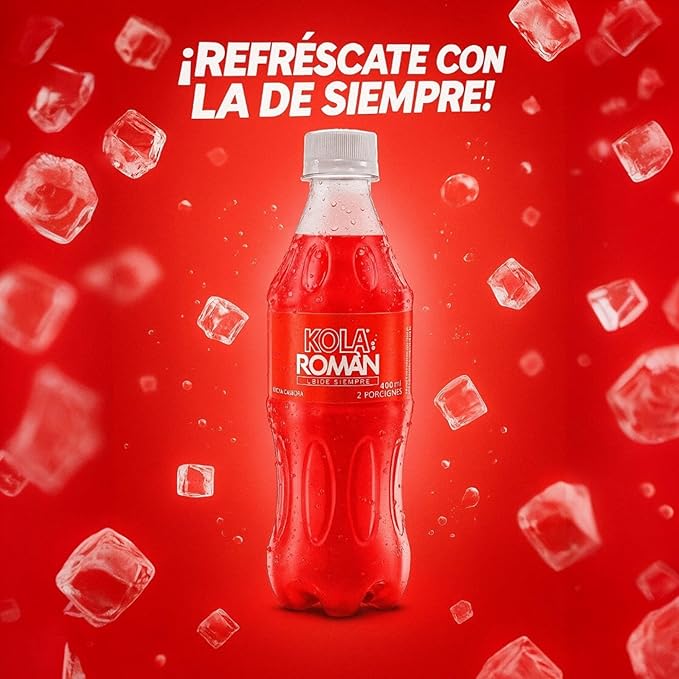 Kola Román Sparkling Soft Drink – Original Flavor – 400 mL Bottles (Pack of 6)