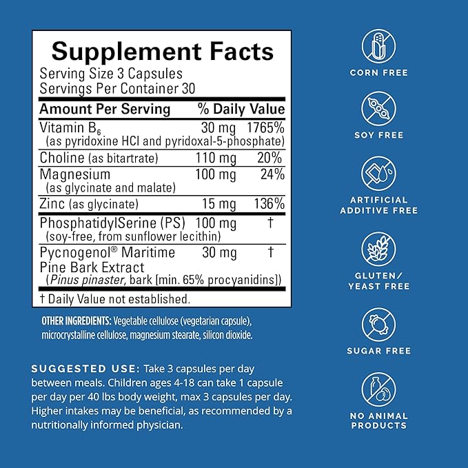 BRAINMD Dr Amen Attention Support - 90 Capsules - Promotes Mental Focus &amp Impulse Control - Gluten Free - 30 Servings