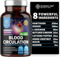 Number One Nutrition Premium Blood Circulation Supplement for Women and Men [8 Powerful Herbs &amp Vitamins] All Natural Blood Flow Supplement with Hawthorn Butchers Broom and Cayenne Pepper 90 Cap