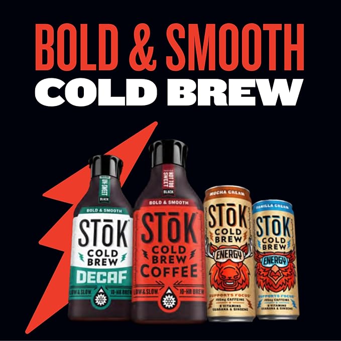 SToK Cold Brew Energy Caramel Cream Energy Coffee Beverage with 195mg Caffeine to Help Support Focus Canned Coffee with B-Vitamins Guarana and Ginseng 11 fl oz 12pk