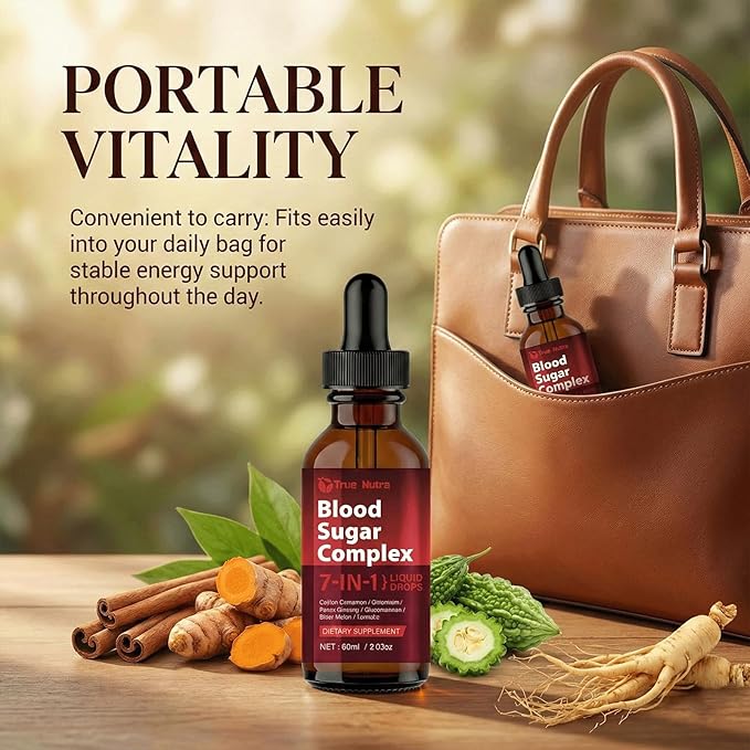 Blood Sugar Complex 7-in-1 Formula Blood Sugar Support Supplement with Berberine Ceylon Cinnamon Chromium Bitter Melon Turmeric Ginseng Glucomannan (1PCS)