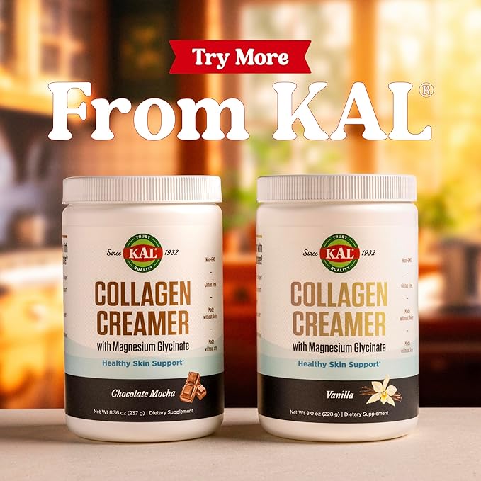 KAL Collagen Creamer Vanilla Flavor Keto Coffee Creamer with Coconut Milk Powder Hydrolyzed Collagen Powder Magnesium Glycinate Non Dairy Creamer 60-Day Guarantee 12 Servings 8 oz