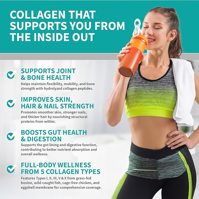 CB Supplements Multi Collagen Protein – Hydrolyzed Collagen for Joint Skin Gut Hair &amp Nail Health – Unflavored Powder with Types I II III V &amp X – Grass-Fed &amp Clean – 58 Servings