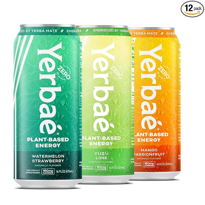 Yerbaé Variety Flex Pack Functional Energy Drink - 0 Sugar 0 Calories 0 Carbs. Yerbae is Energized by Yerba Mate Plant-Based Healthy Alternative to Sugary Energy Beverages 16oz cans (12 Pack)