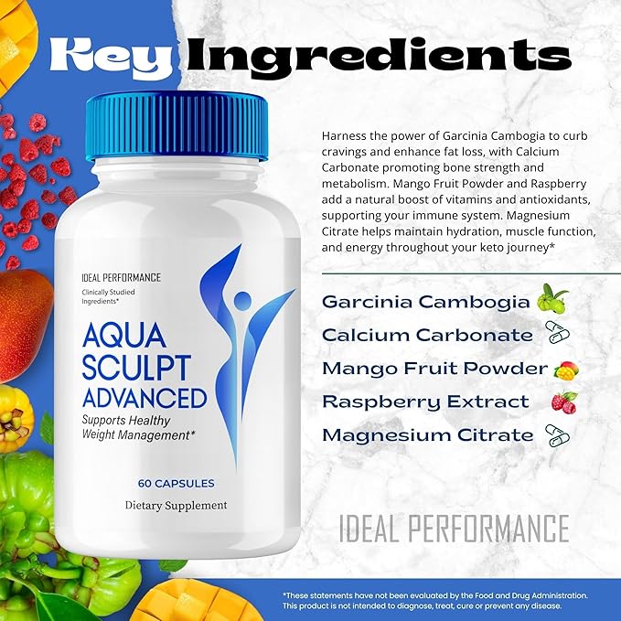 Aqua Sculpt Capsules Official Aqua Sculpt Supplement Pills - Maximum Strength All Natural Keto Capsule to Sustain Active Lifestyle &amp Fitness Goals Overall Health Sculpt Reviews (3 Pack)