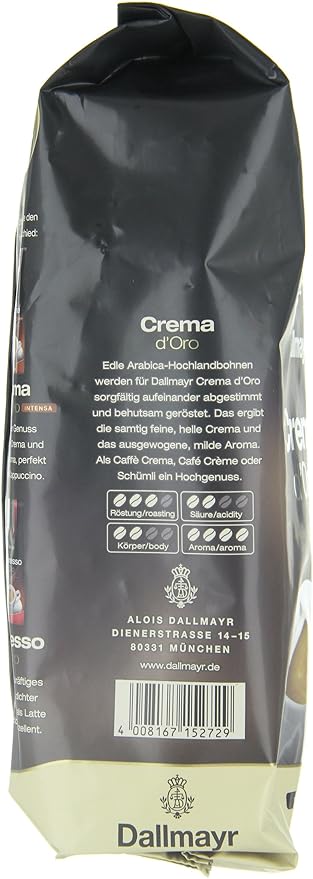 Dallmayr Crema d'oro mild und fein in Bohne 1er Pack (1 x 1000 g Beutel)