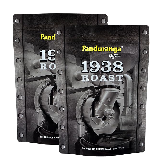 Panduranga Coffee 1938 Roast - Premium South Indian Filter Coffee Celebrating 80+ Years of Legacy Authentic Chikmagalur Blend Artfully Roasted for Rich Aroma &amp Flavor 500g (Pack of 2)