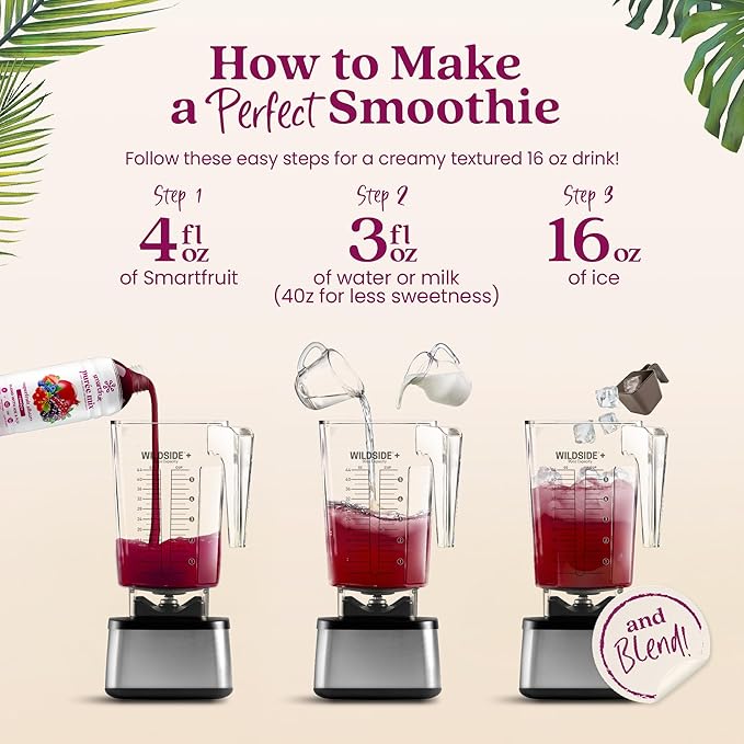 Smartfruit Superfruit All-Stars + Energy – 100% Real Fruit Purée with Blueberry Pomegranate Acai &amp Goji Berries – Great for Smoothies Juice Yogurt Cocktails Teas &amp More – 2-Pk 48oz Each