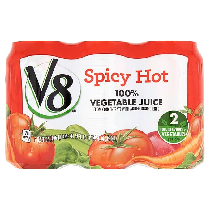 V8 Spicy Hot 100% Vegetable Juice 11.5oz (Pack of 18)