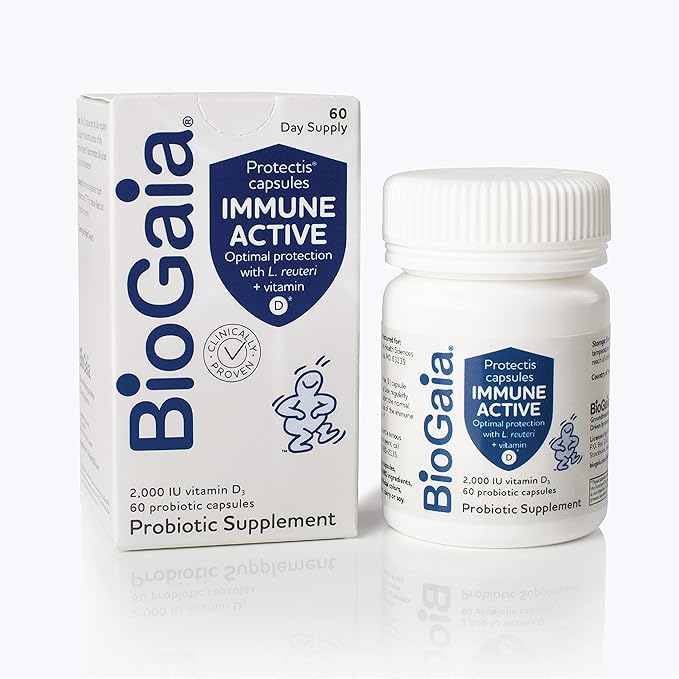 BioGaia Protectis Immune Active Probiotic | Probiotic + Vitamin D | Supports Immune Digestive and Overall Health | Probiotics for Men &amp Women | Capsules | 60 Day Supply