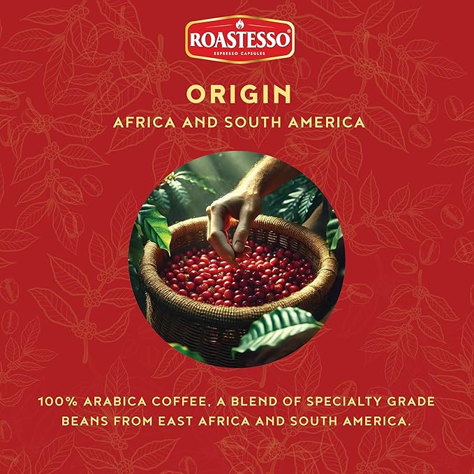 Roastesso Aluminum Espresso Capsules Gourmet Cubanito Cuban Blend Compatible with Nespresso Original Machines Dark Roast Intensity 9 Ristretto Recyclable Coffee Pods Packed in USA (40 Count)
