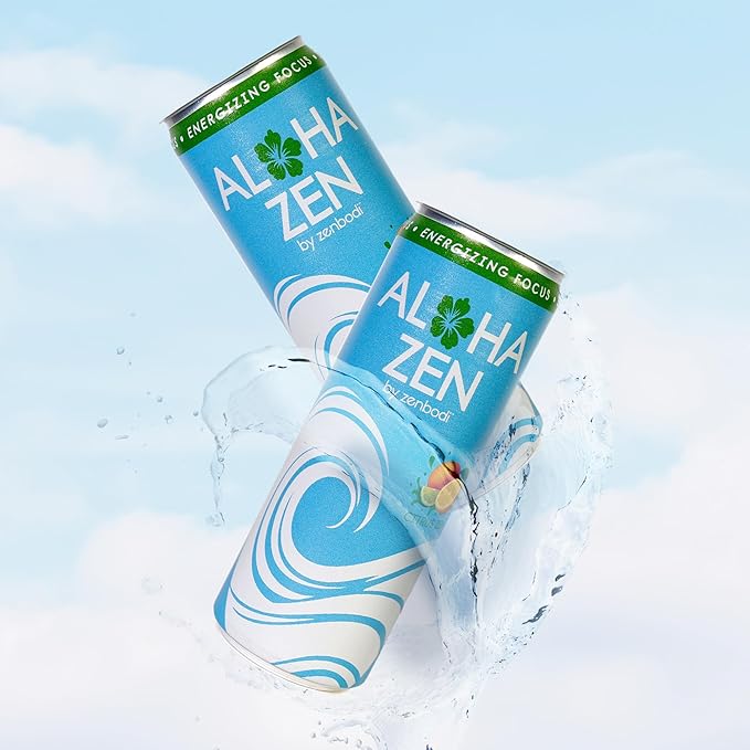Zenbodi Aloha Zen Citrus Zen - AWAKEN Functional Beverage - 12 Pack Energy Drink Zero Sugar Energy Drinks with L-Alpha GPC Caffeine and L-Theanine