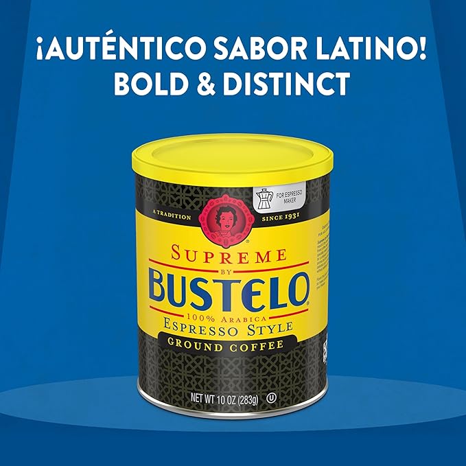 Café Bustelo Supreme by Bustelo Espresso Style Medium-Dark Roast Ground Coffee 10 Ounce (Pack of 12)