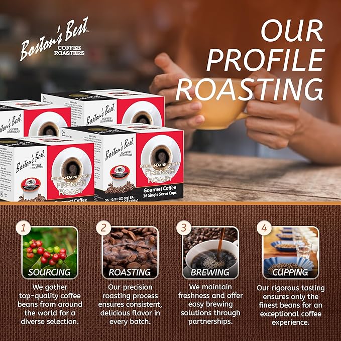 Boston’s Best - Rich &amp Bold French Roast Gourmet Coffee Delectable Dark Roast Compatible with Keurig Coffee Maker - 144 Count (Pack of 1)