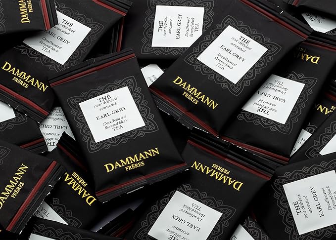 Dammann Freres Satchets Decaf Earl Grey Tea Bags Premium Gourmet French Black Tea Individually Wrapped 24 Count (Single Pack)