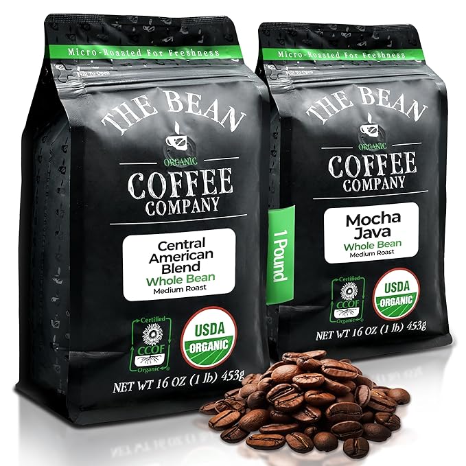 The Bean Organic Coffee Company Central America and Mocha Java Medium Roast Whole Bean Coffee 16-Ounce Bag