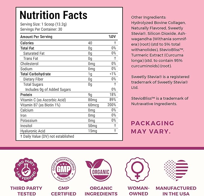 Collagen Peptides Protein Powder for Women – PCOS Supplement Formulated with Inositol Ashwagandha &amp Turmeric Supports Thicker Healthy Hair Skin Nail Muscle &amp Weight Goals Vanilla by VITA