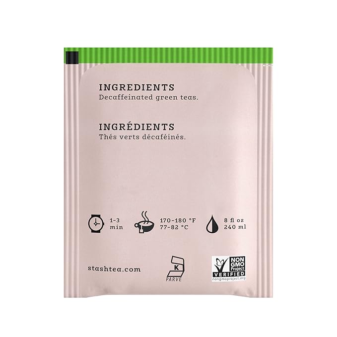 Stash Tea Decaf Premium Green Tea - Decaf Non-GMO Project Verified Premium Tea with No Artificial Ingredients 30 Count (Pack of 6) - 180 Bags Total