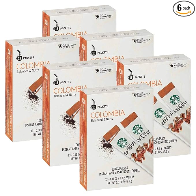 Starbucks VIA Instant Coffee Colombia 13 CT Pack - 6