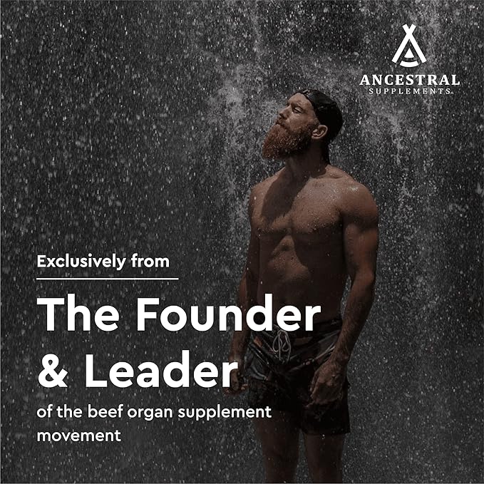 Ancestral Supplements Greens Powder Capsules Organic Superfood Greens &amp Reds Blend with Spirulina Chlorella Grass Fed Beef Organs and Probiotics for Gut Health Non GMO 612mg Each 180 Count