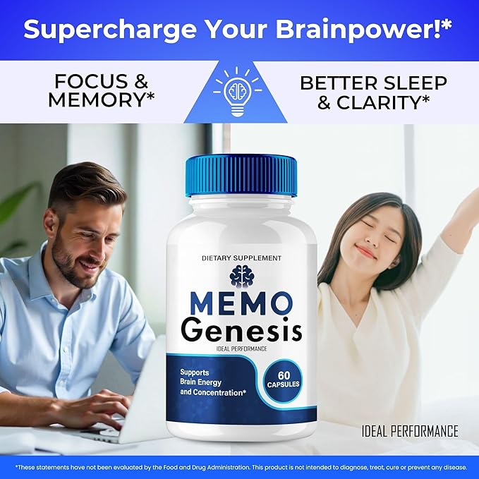 Memo Genesis Capsule Official Memo Genesis Reviews Brain &amp Memory Supplement Pills Advanced Formula Nootropic Pills Brain Health Support &amp Cognitive Health MemoGenesis Capsules (2 Pack)