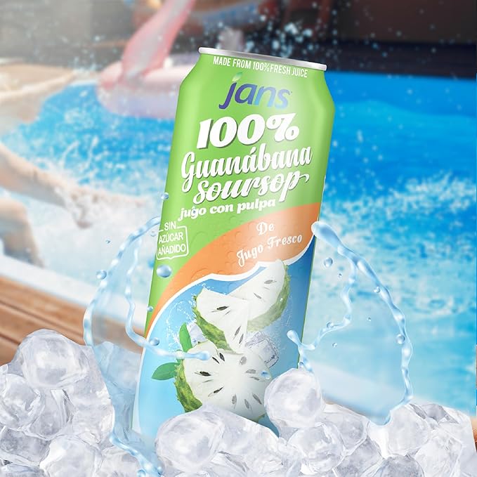 JANS 100% Soursop Juice with Pulp (16.9 oz Pack of 12) NO Sugar Added Pure Guanabana Graviola Fresh from Juice Not From Concentrate