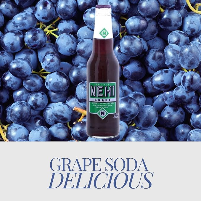 Nehi Grape Soda | Real Cane Sugar | Caffeine Free | Throwback Retro Bottle | 12 oz Glass Bottles with Crazy Soda Pop Bottle Opener (12 Pack)