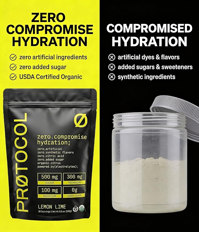Protocol Organic Energy &amp Hydration Bundle — 12-Pack Clean Energy Drink (Glass Bottles) + Organic Electrolyte Powder (Lemon Lime) | No Artificial Sweeteners No Citric Acid