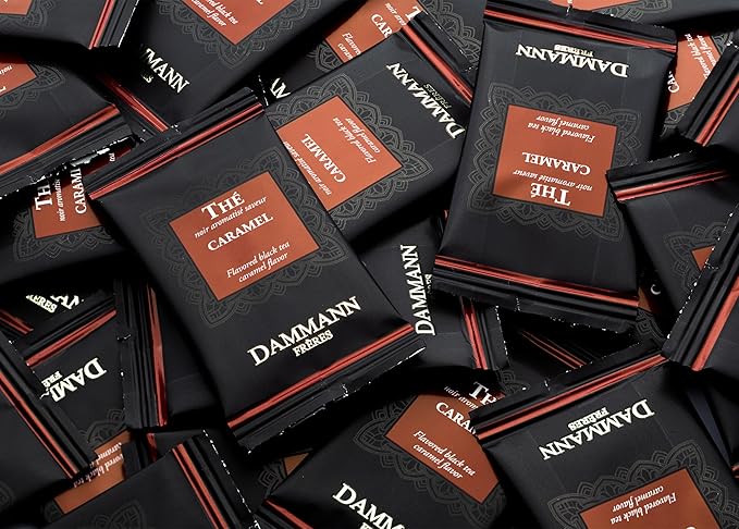 Dammann Freres Sachets Caramel Toffee Flavored Tea Bags Premium Gourmet French Tea Individually Wrapped 24 Count (Single Pack)