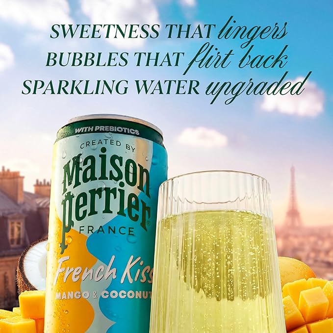 Maison Perrier French Kiss Sweetened Sparkling Juice Beverage Mango &amp Coconut Flavors With Real Fruit Juices 24Pk